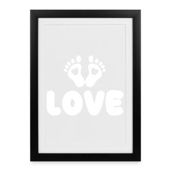 Grossesse Mère Cœur Bébé Pieds - Affiche encadrée (27 × 37 cm) - noir - Devant