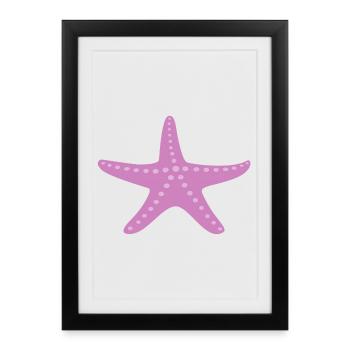 Étoile de mer rose animal de mer maritime enfants décoration - Affiche encadrée (27 × 37 cm) - noir - Devant