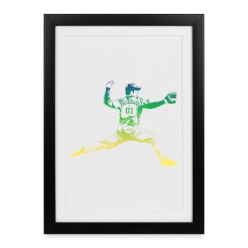 Lanceur de baseball - Affiche encadrée (27 × 37 cm) - noir - Devant