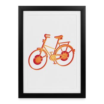 Grand vélo orange brillant - Affiche encadrée (27 × 37 cm) - noir - Devant