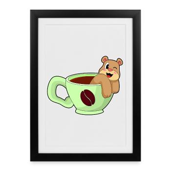 Bear cup of coffee - Framed poster (27 × 37 cm) - black - Front