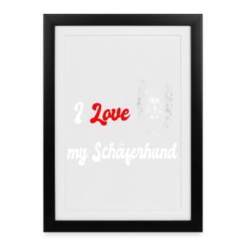 J'adore mon berger allemand - Affiche encadrée (27 × 37 cm) - noir - Devant