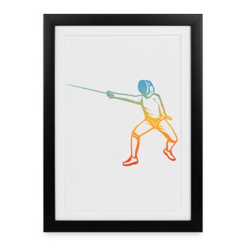 Fencing Drawing - Framed poster (27 × 37 cm) - black - Front