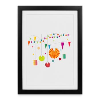 Fête d’été dans votre propre jardin avec des lanternes - Affiche encadrée (27 × 37 cm) - noir - Devant