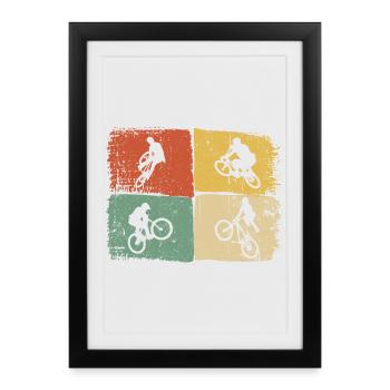 Silhouettes de quad sur blocs de couleur - Affiche encadrée (27 × 37 cm) - noir - Devant