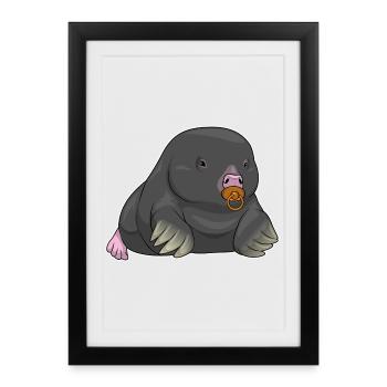Mole Baby Pacifier - Framed poster (27 × 37 cm) - black - Front