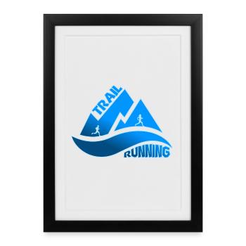 Trail Running Montagnes Homme Femme - Affiche encadrée (27 × 37 cm) - noir - Devant