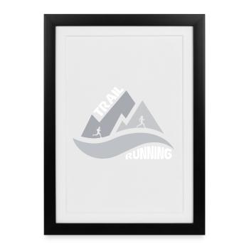 Trail Running Montagnes Homme Femme - Affiche encadrée (27 × 37 cm) - noir - Devant
