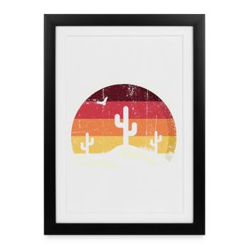 Desert Sunset Cacti Circle - Framed poster (27 × 37 cm) - black - Front
