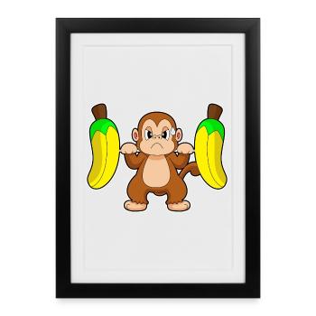 Bodybuilder Singe Bodybuilder Barbell Bodybuilding - Affiche encadrée (27 × 37 cm) - noir - Devant