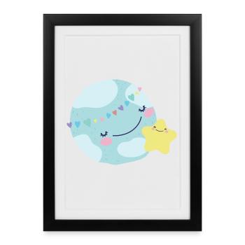 Pastel Planète Coeurs - Affiche encadrée (27 × 37 cm) - noir - Devant