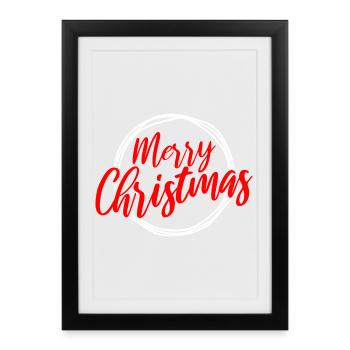 Merry Christmas Script Circle - Framed poster (27 × 37 cm) - black - Front