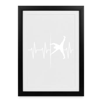 Human Flag Heartbeat Pulse Gymnastics Symbol Sport - Framed poster (27 × 37 cm) - black - Front