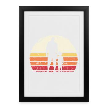 Sunset Bond : Père et enfant - Affiche encadrée (27 × 37 cm) - noir - Devant