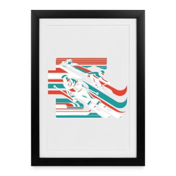 Ski Sports d’hiver Neige Hiver - Affiche encadrée (27 × 37 cm) - noir - Devant