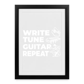 Write Tune Guitar Repeat - Framed poster (27 × 37 cm) - black - Front