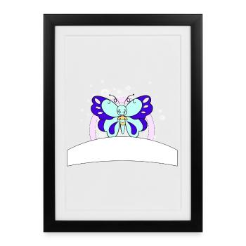 Colorful butterfly with writing field - Framed poster (27 × 37 cm) - black - Front