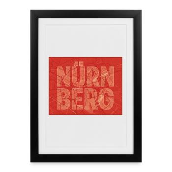 Carte de la ville de Nuremberg Bold - Affiche encadrée (27 × 37 cm) - noir - Devant