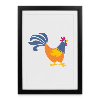 coq coq Pâques ferme volaille animaux oeuf - Affiche encadrée (27 × 37 cm) - noir - Devant