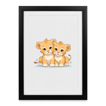 Lion cubs - Framed poster (27 × 37 cm) - black - Front