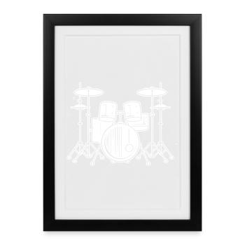 Drum Set Drawing - Framed poster (27 × 37 cm) - black - Front