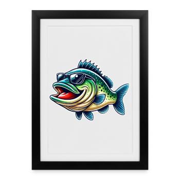 Perch fishing - Framed poster (27 × 37 cm) - black - Front