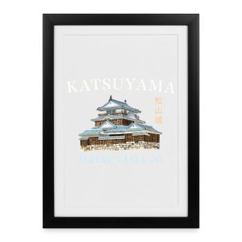 Burg Matsuyama, Berg Katsuyama, Shikoku, Japan - Gerahmtes Poster (27 × 37 cm) - Schwarz - Vorne