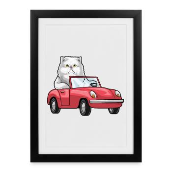 Persian Cat Car - Framed poster (27 × 37 cm) - black - Front