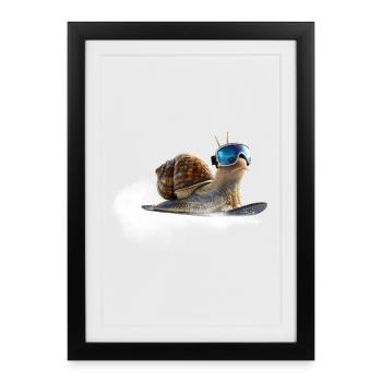 Cooler than the rest, the snowboard snail. - Framed poster (27 × 37 cm) - black - Front