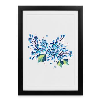 Lilac branch – elegant blue tones in a modern design - Framed poster (27 × 37 cm) - black - Front