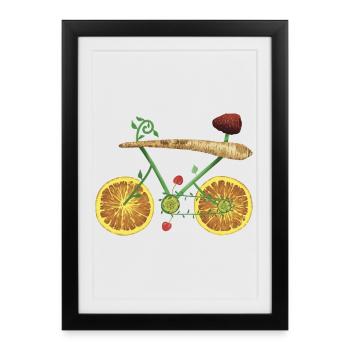 Fruity bike design with orange slices - Framed poster (27 × 37 cm) - black - Front