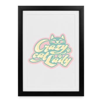 Crazy Cat Lady – Playful Cat Love - Framed poster (27 × 37 cm) - black - Front