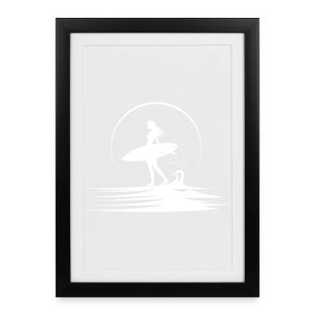 Surfeur - Affiche encadrée (27 × 37 cm) - noir - Devant