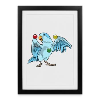Parrot juggler juggling - Framed poster (27 × 37 cm) - black - Front