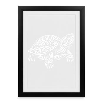 Tortue tribale - Affiche encadrée (27 × 37 cm) - noir - Devant