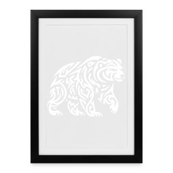 Ours grizzli tribal - Affiche encadrée (27 × 37 cm) - noir - Devant
