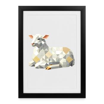 Geometric lamb – modern Easter symbol - Framed poster (27 × 37 cm) - black - Front