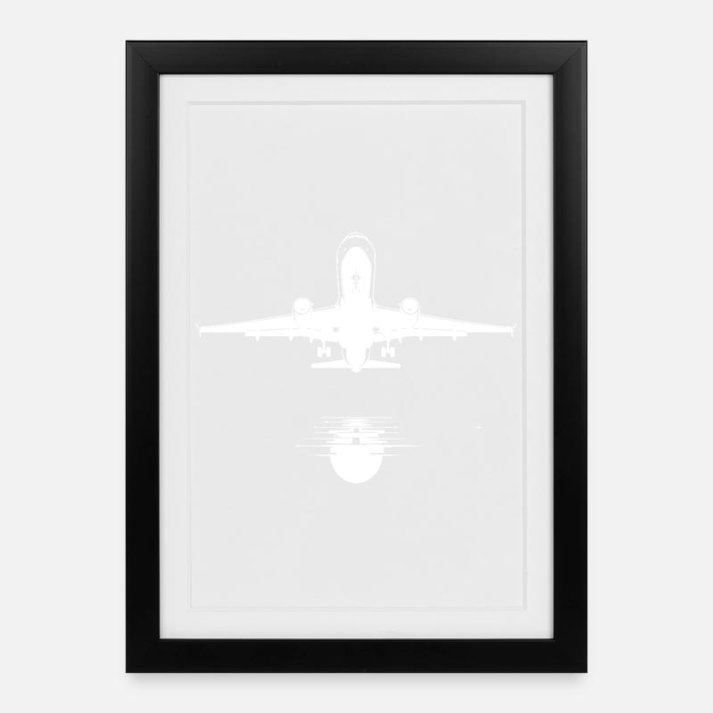 Flugzeug Skizze - Gerahmtes Poster (27 × 37 cm) - Schwarz
