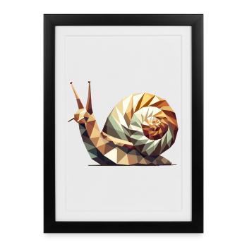 Geometric Snail – Stylized Low-Poly Art - Framed poster (27 × 37 cm) - black - Front