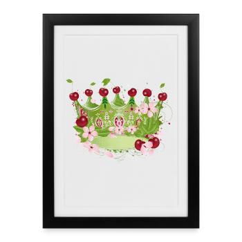Motif d’une couronne de cerisier avec des fleurs et des feuilles - Affiche encadrée (27 × 37 cm) - noir - Devant