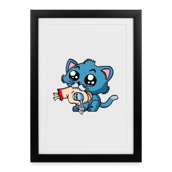 The kitten is hungry! - Framed poster (27 × 37 cm) - black - Front