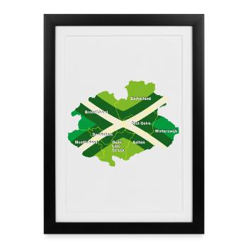 Contour Achterhoek avec couleurs - Affiche encadrée (27 × 37 cm) - noir - Devant