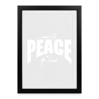 Je viens avec Peace Typography Design - Affiche encadrée (27 × 37 cm) - noir - Devant