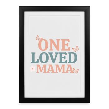 On a aimé le design rétro papillon de maman - Affiche encadrée (27 × 37 cm) - noir - Devant