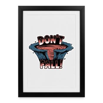 Dessin animé sur une éruption de lave - Affiche encadrée (27 × 37 cm) - noir - Devant