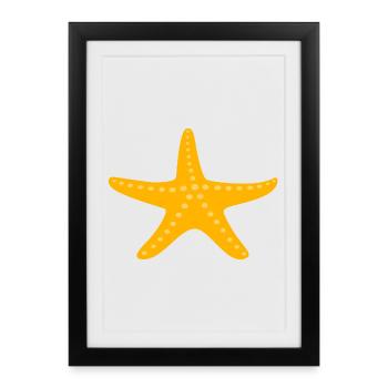 Starfish Summer Beach Maritime Sea Comic Kids - Framed poster (27 × 37 cm) - black - Front