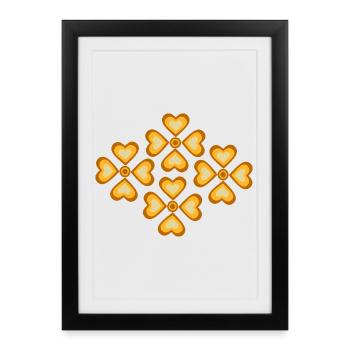 70s flower pattern retro hippie flowers power - Framed poster (27 × 37 cm) - black - Front