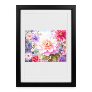 Fleurs pastel pour vêtements printaniers - Affiche encadrée (27 × 37 cm) - noir - Devant