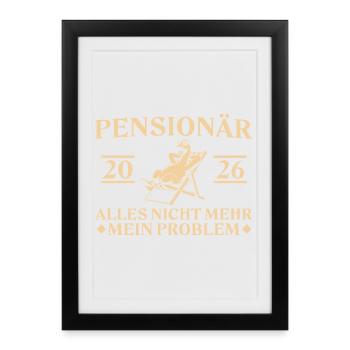 Retraité 2026 - Oie dans un transat - Affiche encadrée (27 × 37 cm) - noir - Devant