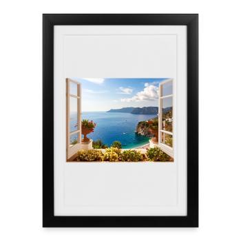 Vue panoramique de la côte méditerranéenne - Affiche encadrée (27 × 37 cm) - noir - Devant